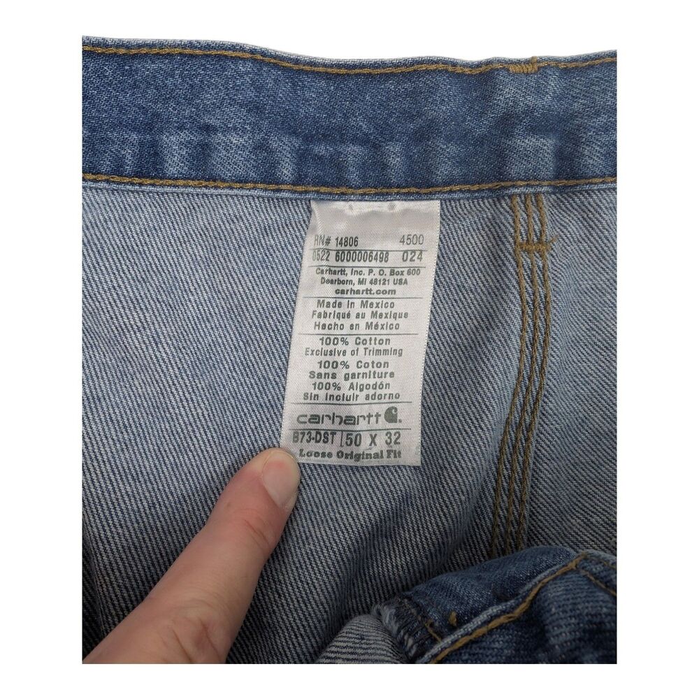 Carhartt B73 DST Double Knee Blue Jeans 50x32 Loose Fit Dungaree‎ - Picture 10 of 13